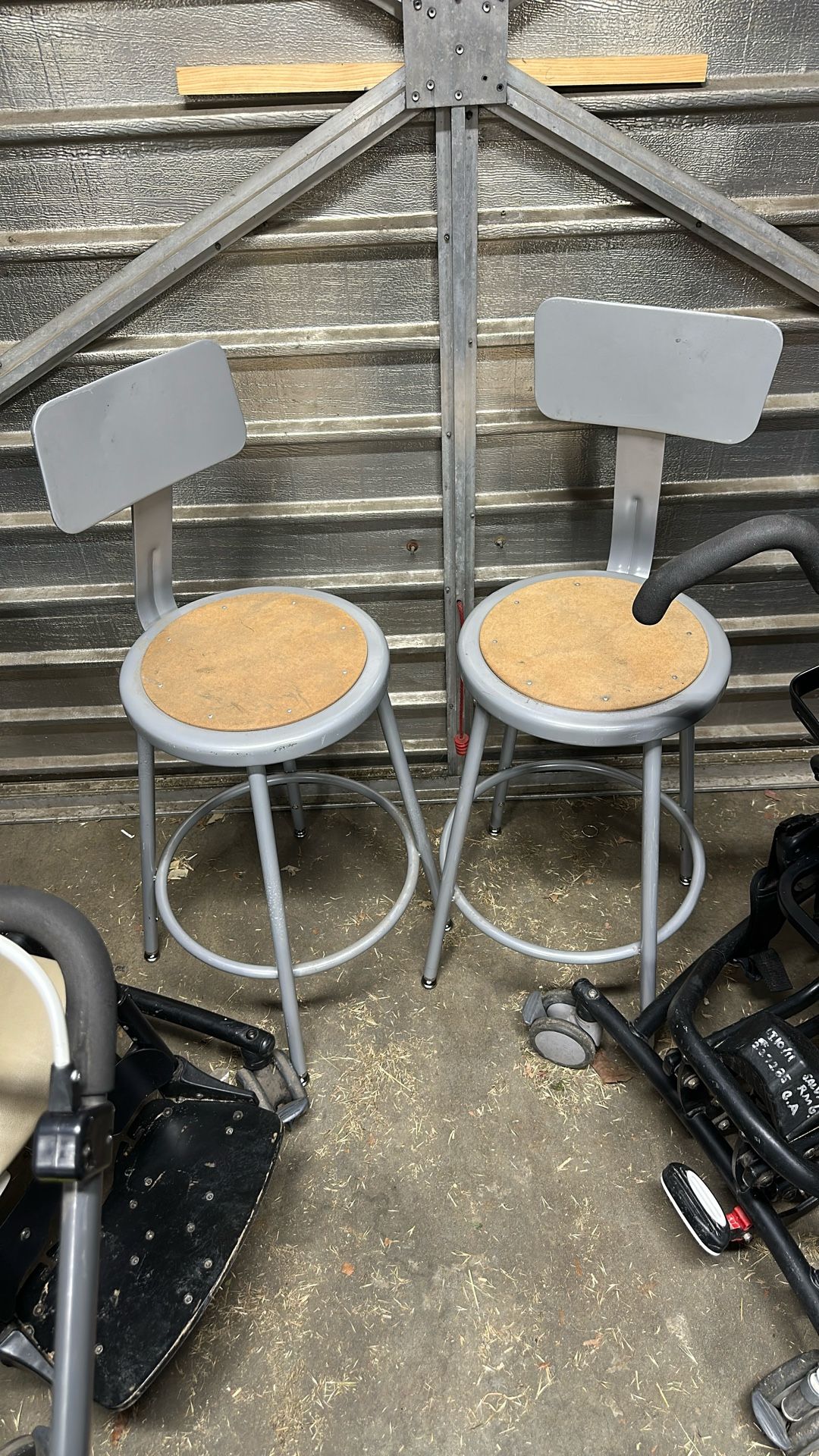Pairs Of School Shop Bar Stools