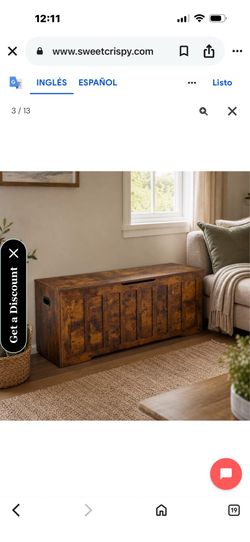 Sweetcrispy Wooden Storage Bench with Soft-Close Lid