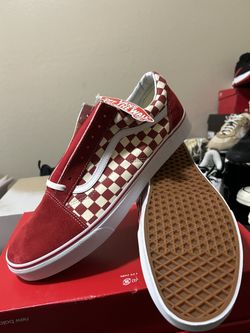 Vans Unisex Old Skool Checkerboard Shoes - Red / White Men Sz 16 New /No Box
