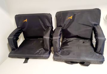 A Pair of Foldable Cushioned Bleacher Chairs In Excellent Condition