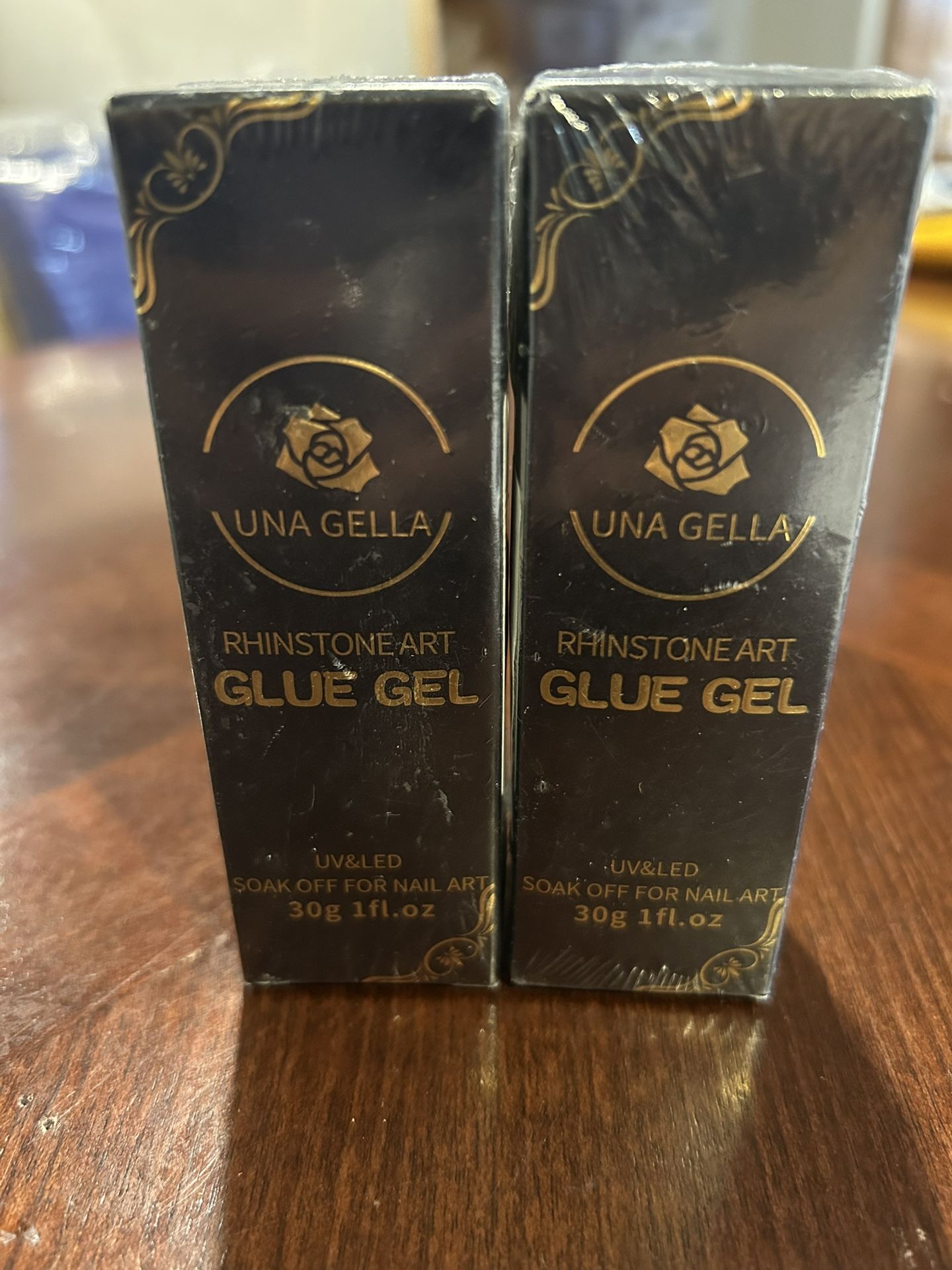 2 Pack UNA Gella Rhinestone Art Glue Gel UV & LED
