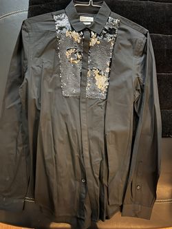 Zara Man Sequin Shirt Black New Never Worn Slim fit Size M