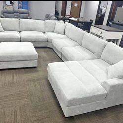 NEW STONE GRAY SECTIONAL SOFA WITH OTTOMAN AND FREE DELIVERY
