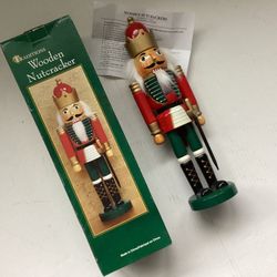 Vtg. 1990s Traditions Brand Wooden Nutcracker Soldier Hand-Painted 14” Tall Christmas Decor