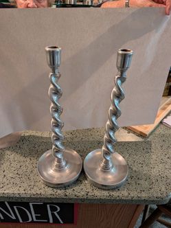 Pair of  aluminum alloy Twisted Candlestick Holders