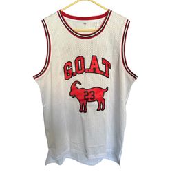 G.O.A.T. #23 Basketball Jersey White Mesh Tank Top Michael Jordan Style Size XL
