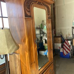 Armoire With Mirror And Shelves