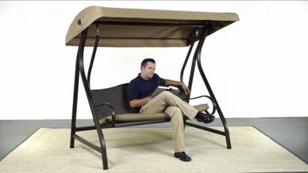 NEW 3-Person Garden Treasures Brown Steel Outdoor Swing ($348 at Lowes)