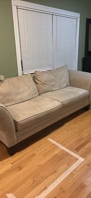 Beige Fabric Two-Cushion Sofa