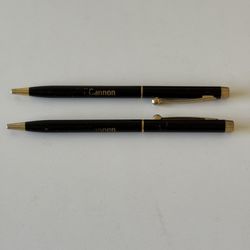Set Of Two Gold Cannon Pens One Blue And One Black