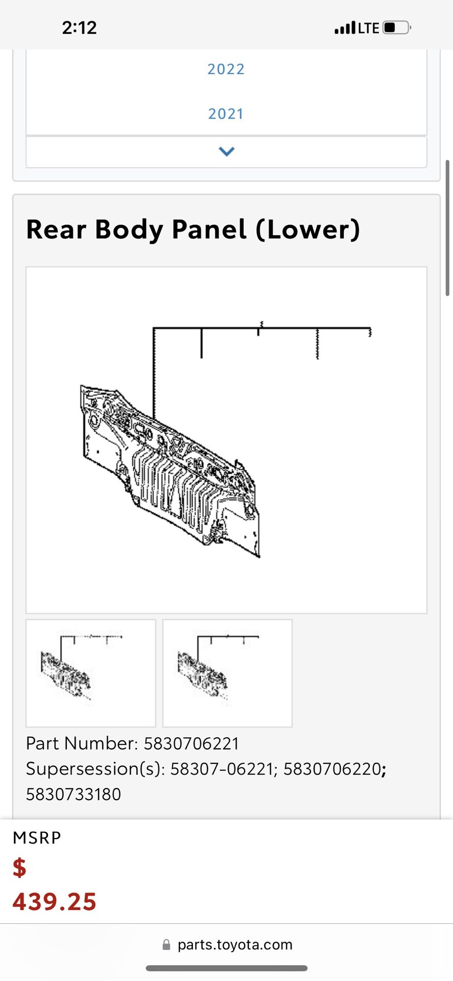2018-2020 Toyota Camry Read body Panel