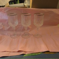 Set Of 3 Crystal Wine Glasses 1970s