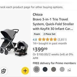 Baby Stroller With Attachable Car Seat with extra Car Seat Base.