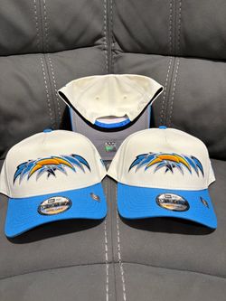 NFL new era Los Angeles chargers Off white powder  blue Seismic logo 9forty a frame SnapBack hats