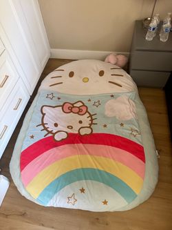 Hello Kitty Rainbow Floor Lounger - 47" x 64" Plush Kids Sleeping Bag Bed Seat