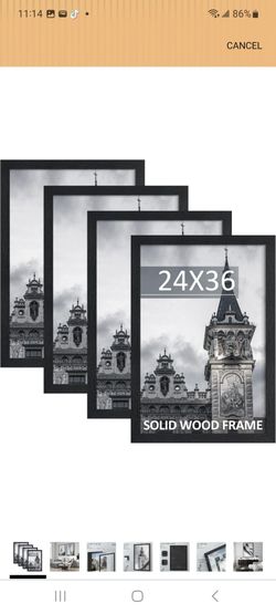 24x36 Poster Frame Set of 4, Solid Wood Frames, Black Woodgrain
Display 24x36 Photos without Mat, for Wall Mounting Poster Frame Horizontal or Vertica