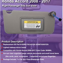 Right passenger solar visor compatible with Honda  2008-17