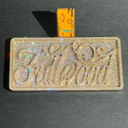 10k solid yellow gold Natural Diamond Plank Edd & Eddy Retro Cartoon “Full Wood” iced out pendant charm 141.4 grams