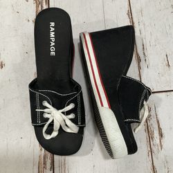 RAMPAGE OPEN TOE SNEAKER WEDGE HEEL SANDALS
