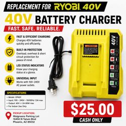 Ryobi 40V Battery Charger NEW  Compatible with Ryobi – Never Used