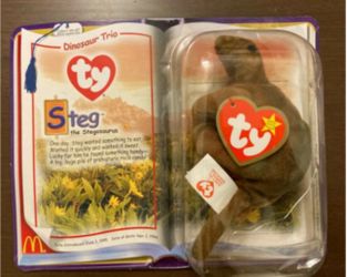 TY STEG Stegosaurus 1994 Mc Donalds Beanie Baby RARE RETIRED DINOSAUR TRIO error