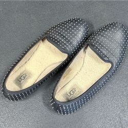 UGG - Women's Studded Black Leather Ballet Flats