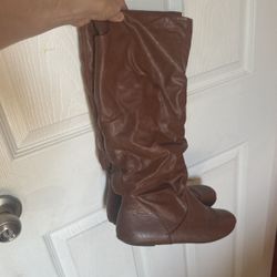 Brown Women Boots, Faux Leather