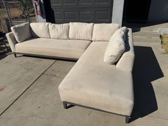 Large Beige L-Shaped Sectional Couch