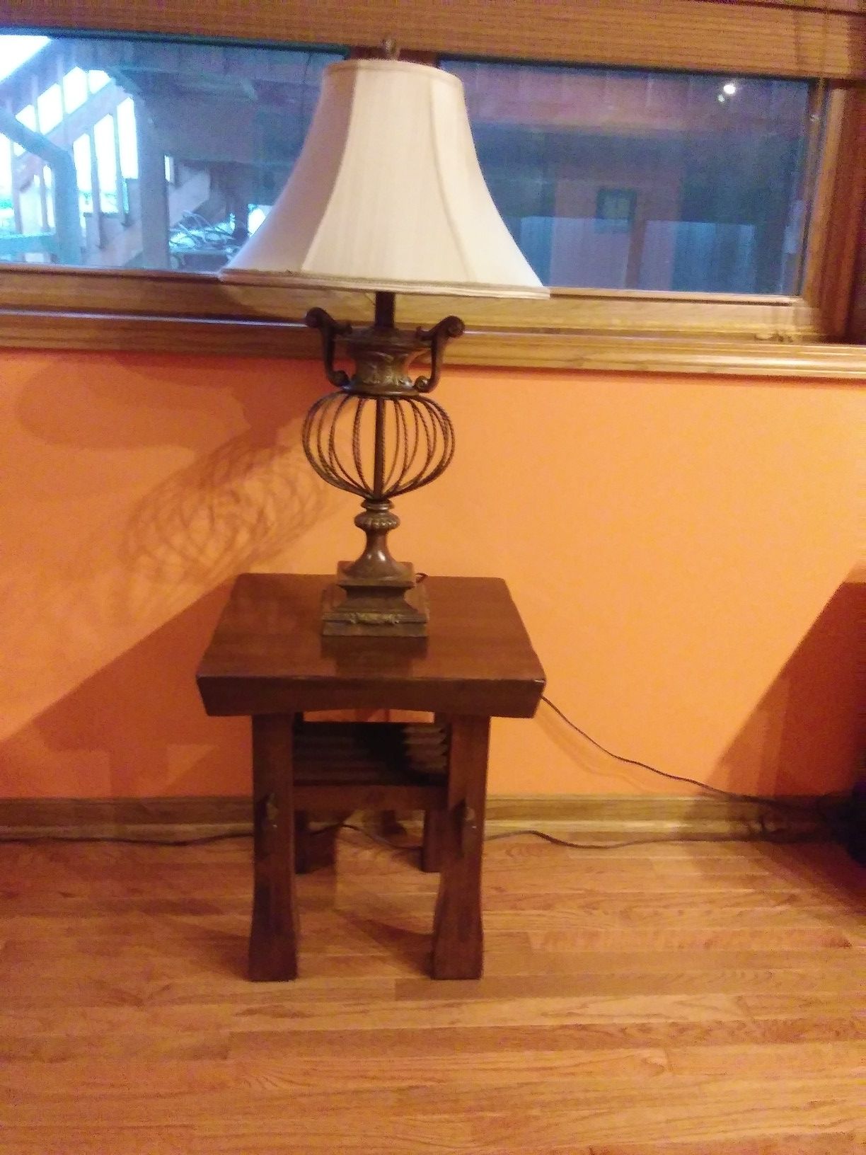 Two matching solid wood end tables. Pick up and cash only.