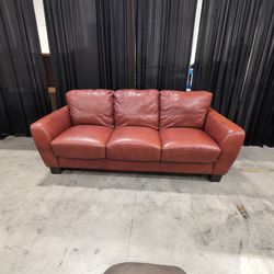 Sofitalia Terracotta Italian Leather 3-Seat Sofa with Rolled Arms, Made in Italy