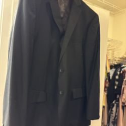 Men Suit Jacket Perry Ellis Brand Black Color Size 46 R In Excellent Condition 