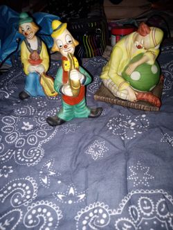 Porcelain Clown Figurines 