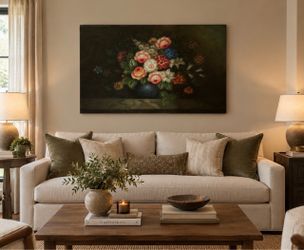 Art Work Floral Arrangement In Vase Oil Painting On Canvas