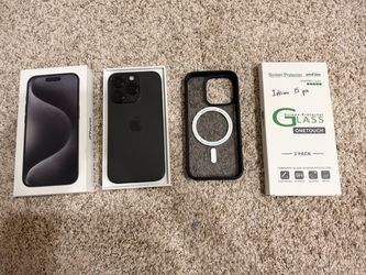 Apple iPhone 15 Pro - Black Titanium - 256gb - Unlocked - Case/Screen Protector - 79% Battery Health