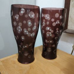 Two Vintage Purple Vases
