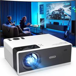 FUDONI Projector with WiFi and Bluetooth 4K Support, 300ANSI Outdoor Indoor Projector FHD 1080P Max 300" Display, Movie Video Home Theater Projector C