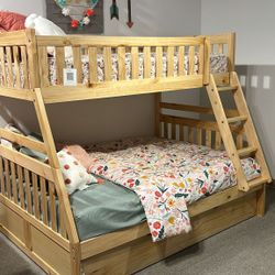 Bartly Natural Pine Twin/Full Bunk Bed With Storage Boxes$10 Down Payment And Financing Available