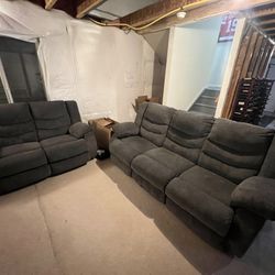 Blue/gray Sofas With Recliners Like New!