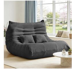 Memory Foam Love Seat - Large  with Two Pillows, Oversized Boneless Chair 