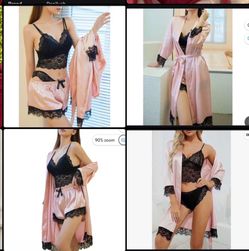 4 Pieces Lace Cami Top Lingerie Set with Rob