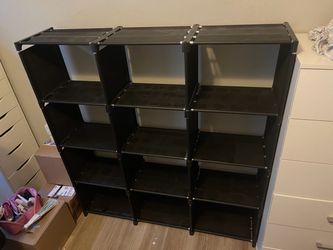 Black 12-Cube Storage Shelf Organizer