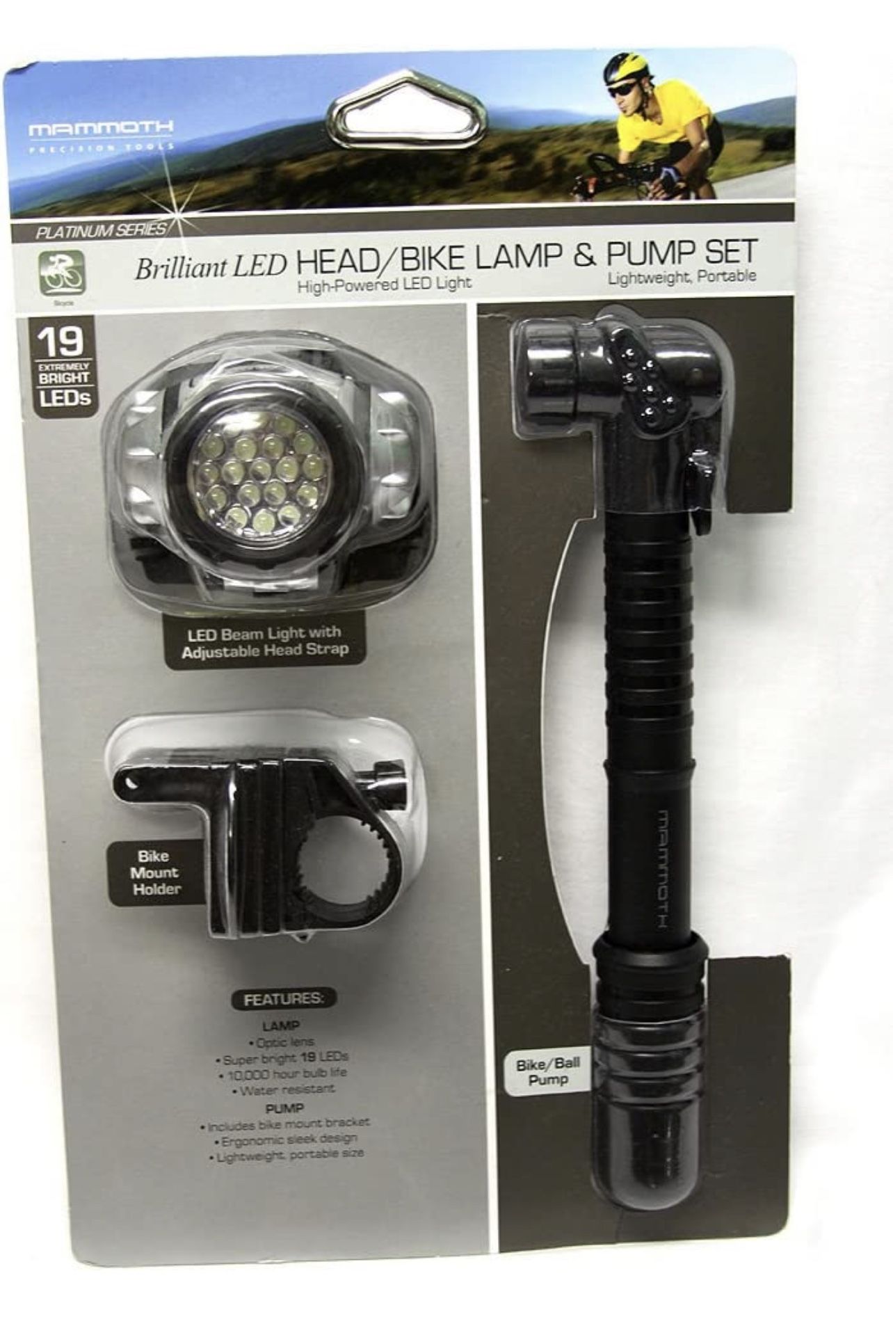 Brilliant LED Bike/Head Lamp and Pump Set