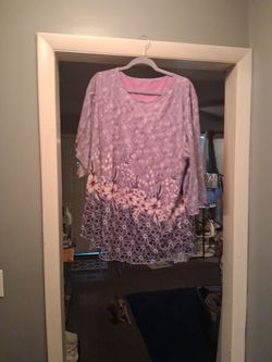 Purple Floral Flower Pattern Blouse 2XL