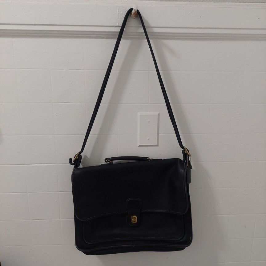 Vintage Coach 5180 Metropolitan Briefcase Messenger Laptop Bag Black Leather