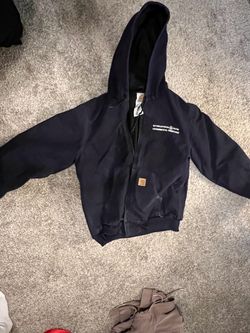 Carhartt Navy Zip-Up Hooded Work Jacket