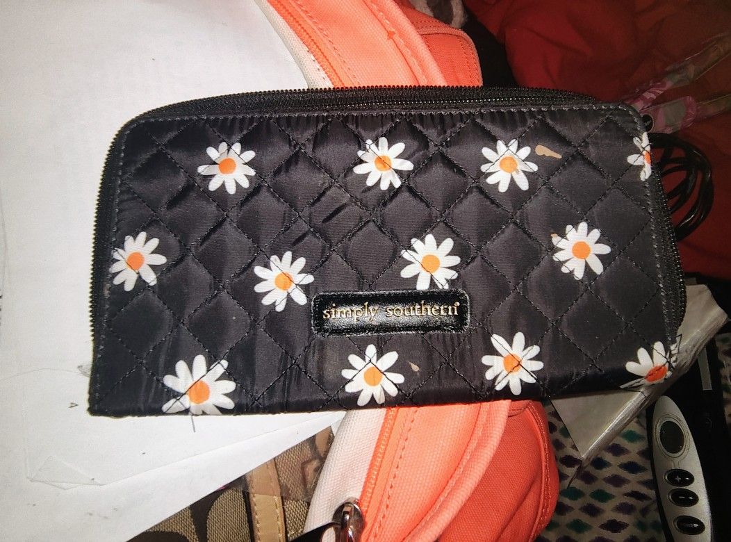 Nwt Simply Southern Black Wallet With Flowers And New Matching Bag To Go With It