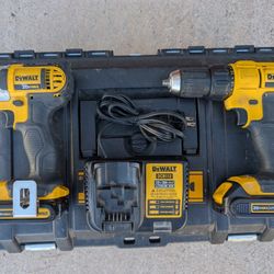 DeWalt 20v Max Cordless Impact Driver And Drill With Charger And Hard Caae