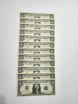 12 - 1969 Uncirculated One Dollar Banknotes with Consecutive Serial Numbers