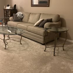 Glass Coffee Table And Two End Tables
