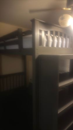 Bunk bed with desk n shelves